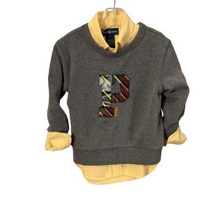 Ralph Lauren 2 PCS Set Letterman P Sweatshirt Sz3 &Yellow Oxford Shirt Sz 4
